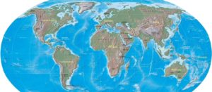 Map showing the countries of the World with international borders, the national capitals, and major cities.